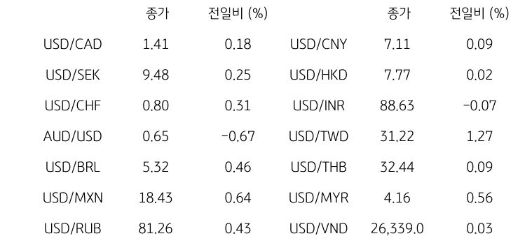글로벌 주요 통화 동향