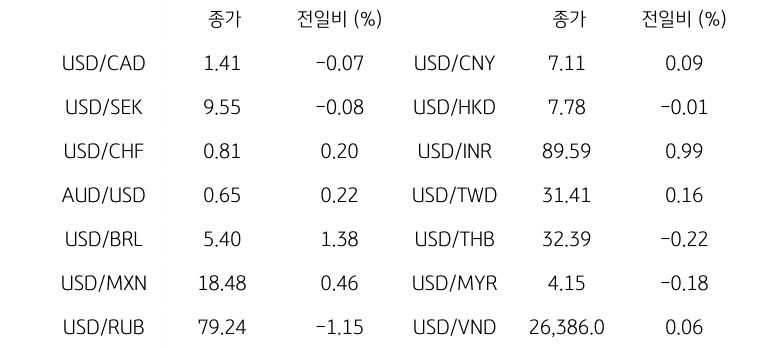 글로벌 주요 통화 동향
