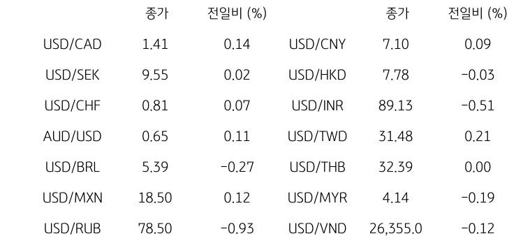 글로벌 주요 통화 동향