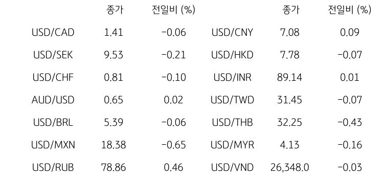 글로벌 주요 통화 동향