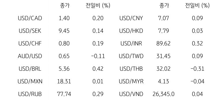 글로벌 주요 통화 동향