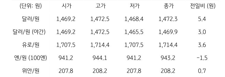 국내 외환 시장 동향