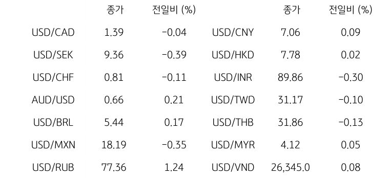 글로벌 주요 통화 동향