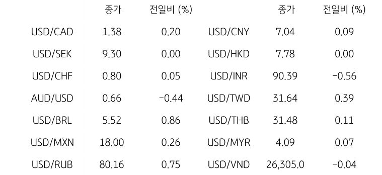 글로벌 주요 통화 동향