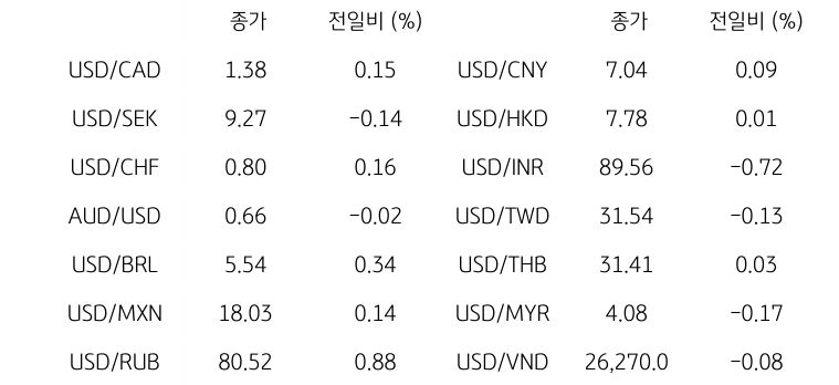 글로벌 주요 통화 동향