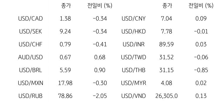 글로벌 주요 통화 동향