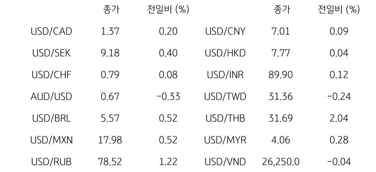 글로벌 주요 통화 동향