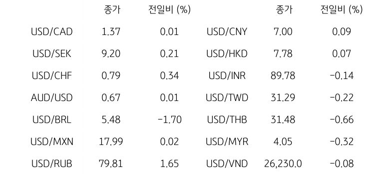 글로벌 주요 통화 동향