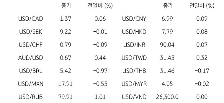 글로벌 주요 통화 동향