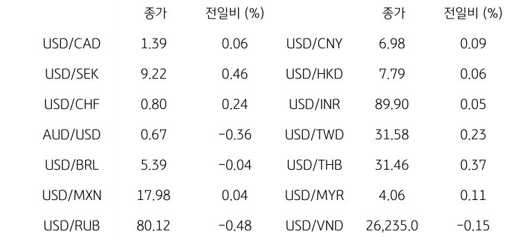 글로벌 주요 통화 동향