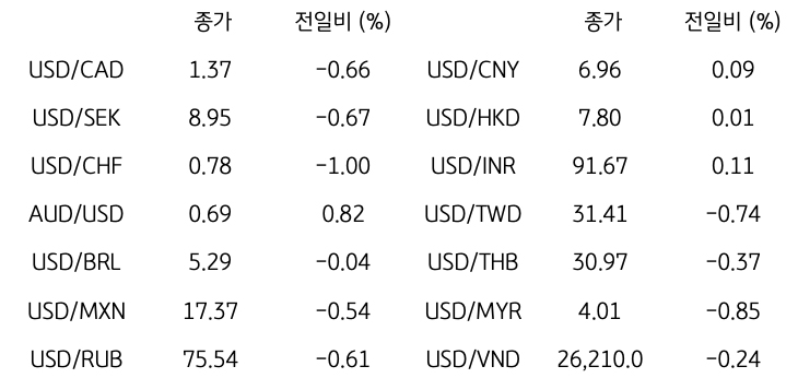 글로벌 주요 통화 동향
