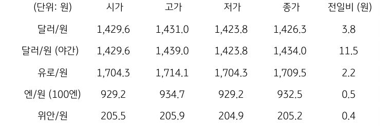 국내 외환 시장 동향