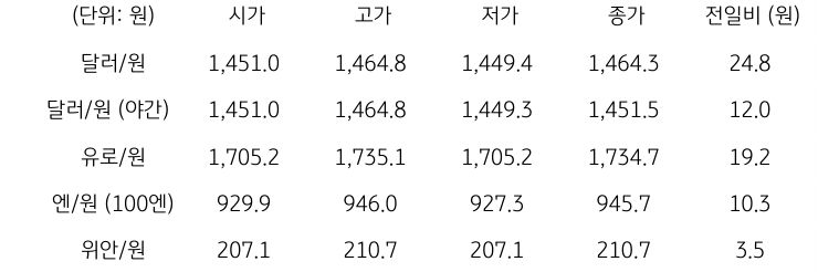 국내 외환 시장 동향