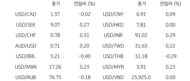 글로벌 주요 통화 동향