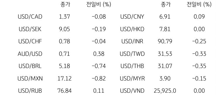 글로벌 주요 통화 동향