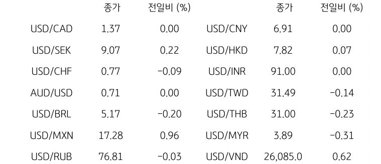 글로벌 주요 통화 동향