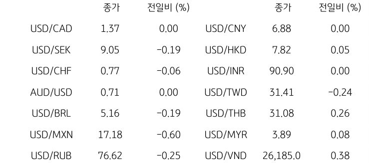 글로벌 주요 통화 동향