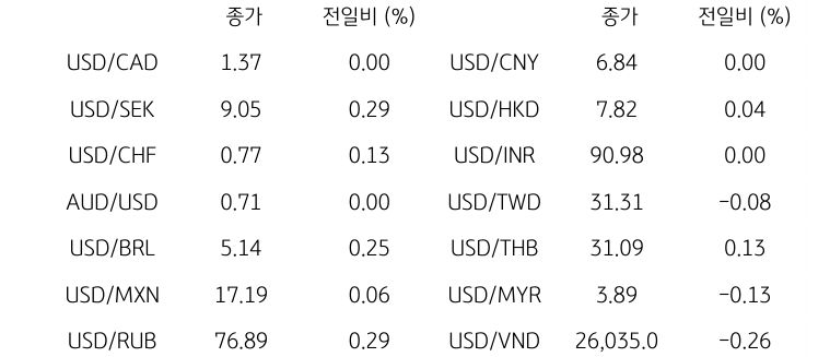 글로벌 주요 통화 동향