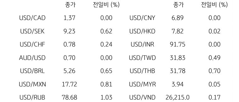 글로벌 주요 통화 동향