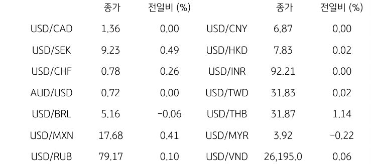 글로벌 주요 통화 동향