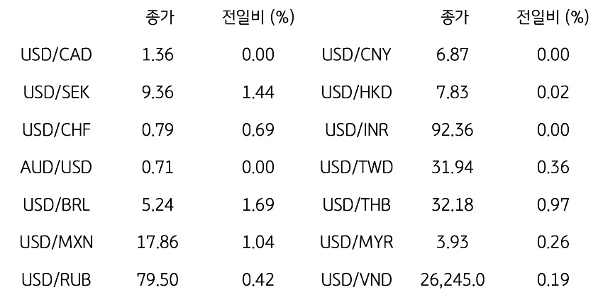 글로벌 주요 통화 동향