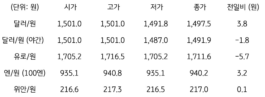 국내 외환 시장 동향