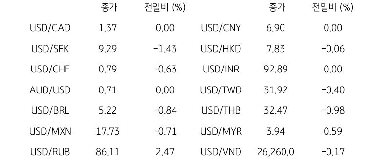 글로벌 주요 통화 동향