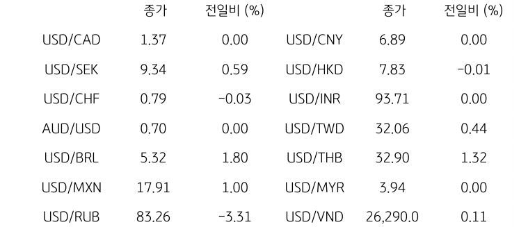 글로벌 주요 통화 동향