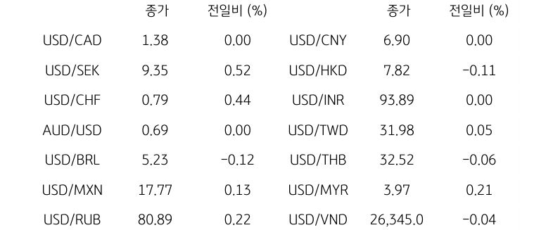 글로벌 주요 통화 동향