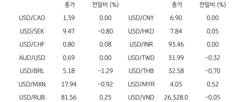 글로벌 주요 통화 동향