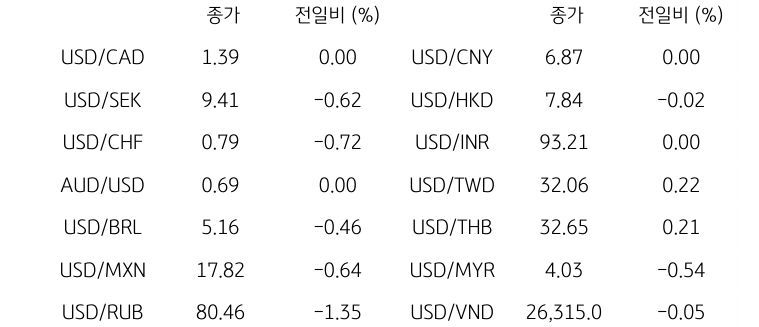 글로벌 주요 통화 동향