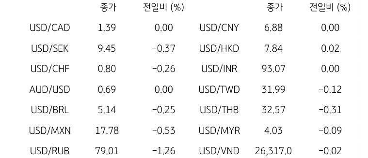 글로벌 주요 통화 동향