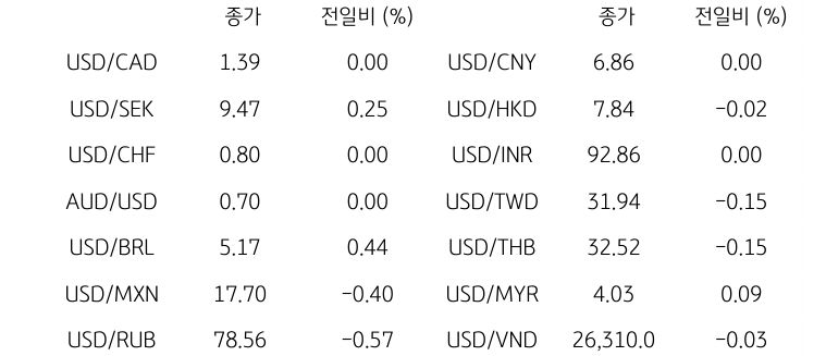 글로벌 주요 통화 동향