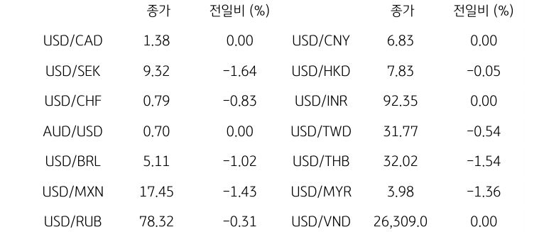 글로벌 주요 통화 동향