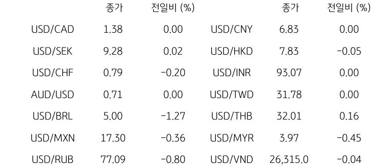 글로벌 주요 통화 동향