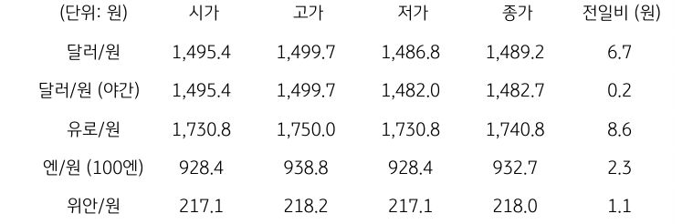 국내 외환 시장 동향