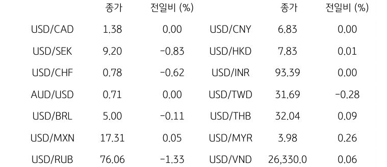 글로벌 주요 통화 동향