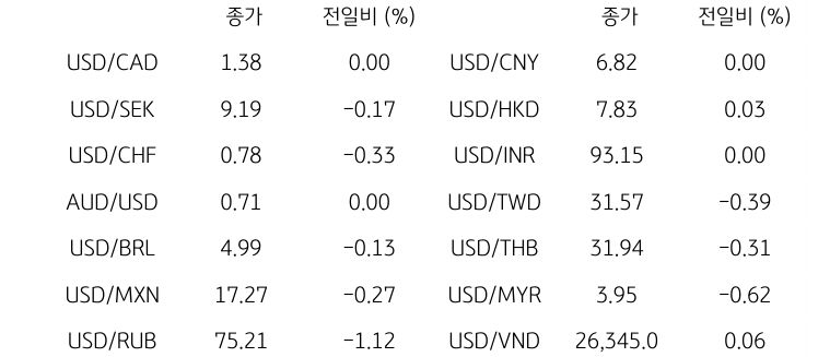 글로벌 주요 통화 동향