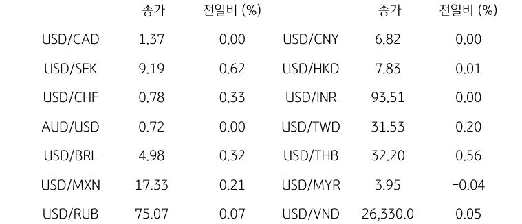 글로벌 주요 통화 동향