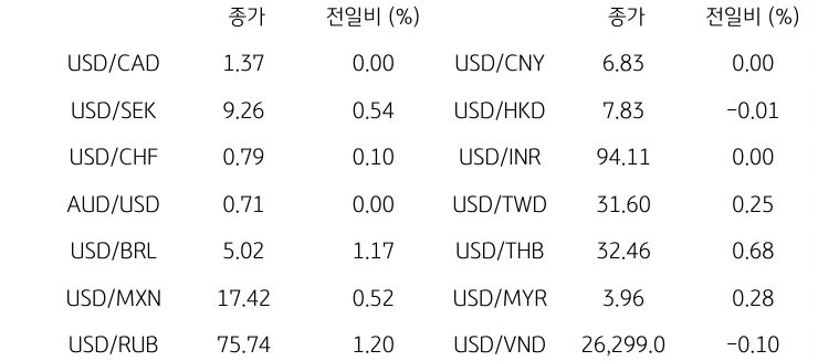 글로벌 주요 통화 동향