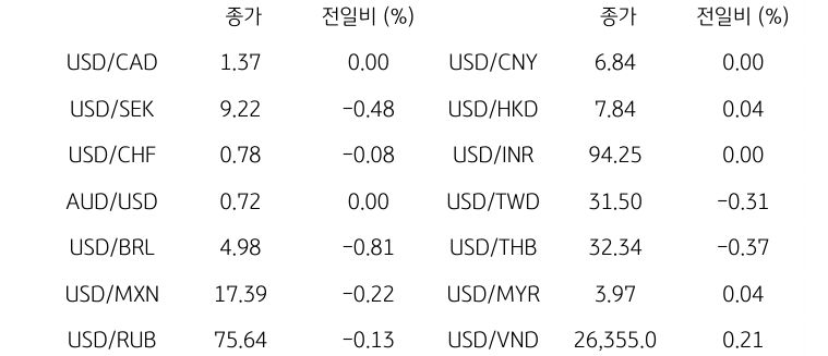 글로벌 주요 통화 동향
