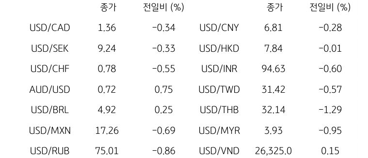 글로벌 주요 통화 동향