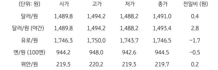 국내 외환 시장 동향