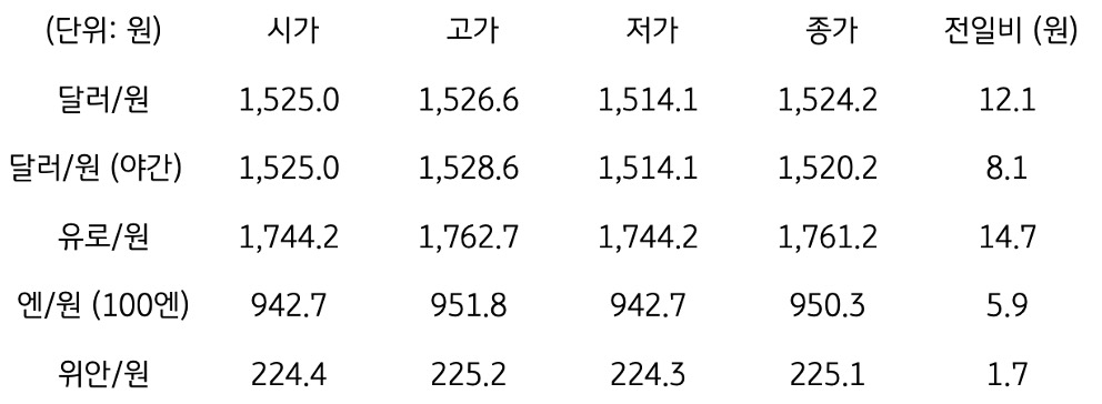 국내 외환 시장 동향