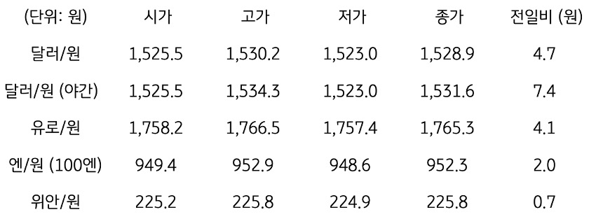 국내 외환 시장 동향