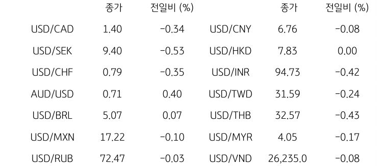 글로벌 주요 통화 동향