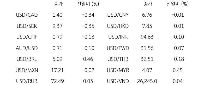 글로벌 주요 통화 동향