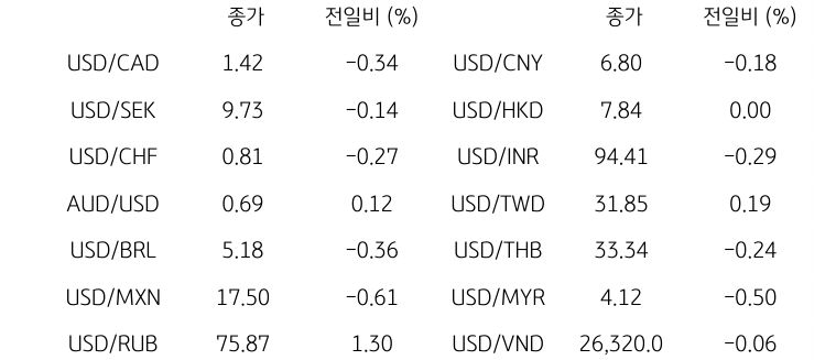 글로벌 주요 통화 동향