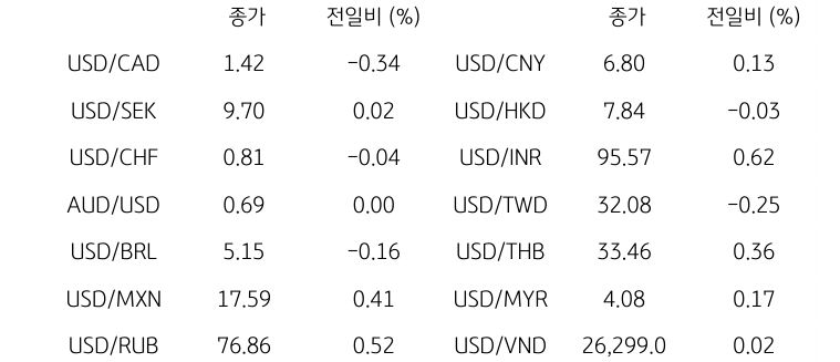글로벌 주요 통화 동향