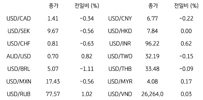 글로벌 주요 통화 동향